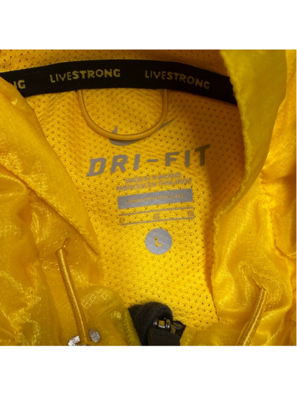 Men's Nike Livestrong Performance Windbreaker Large Yellow Black Vintage - Picture 6 of 14